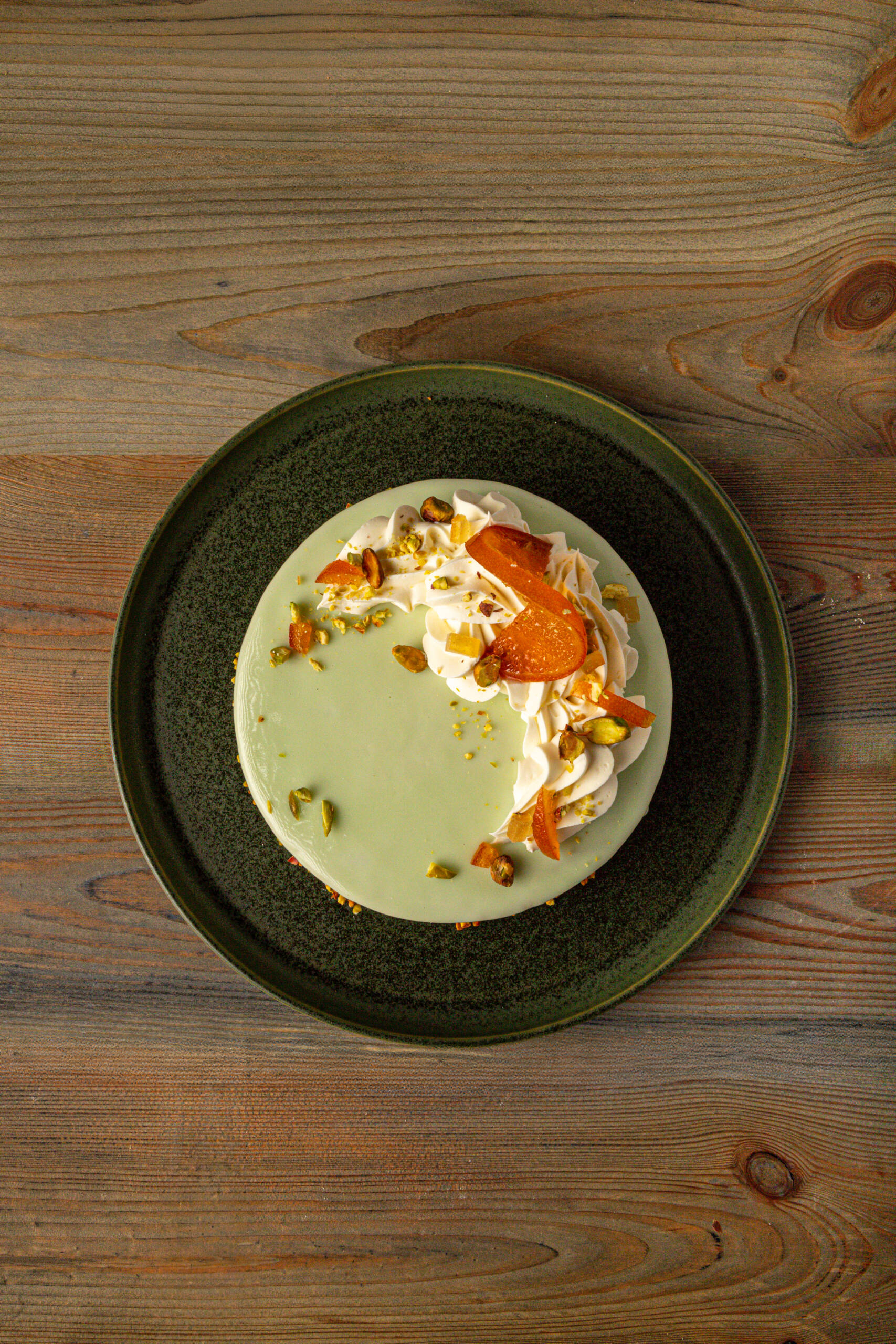 Tarta Bávara de Pistacho y Naranja
