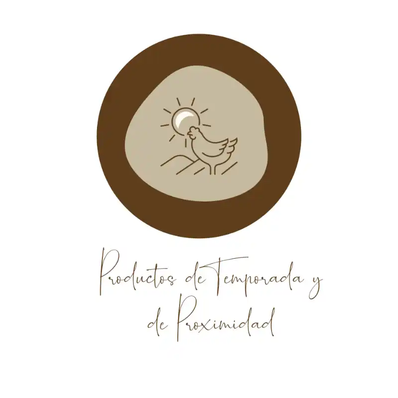 Ilustración de gallina en el campo que representa productos de temporada y de proximidad en panadería artesanal